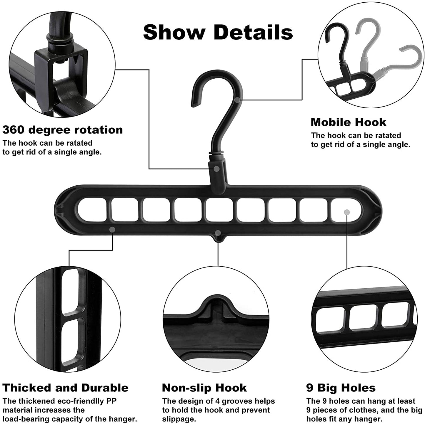 9 Hole Magic Rotating Hanger | Smart Cloth Organizer