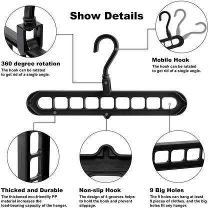 9 Hole Magic Rotating Hanger | Smart Cloth Organizer