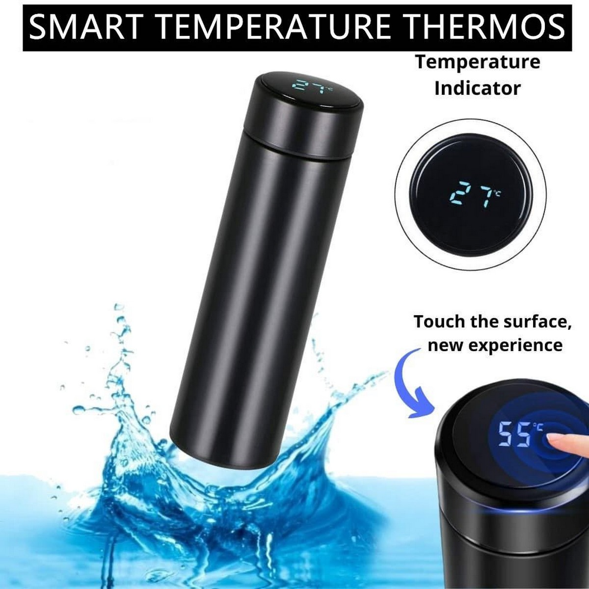 Stainless Steel 500ML Smart Water Bottle Led Digital Temperature Display