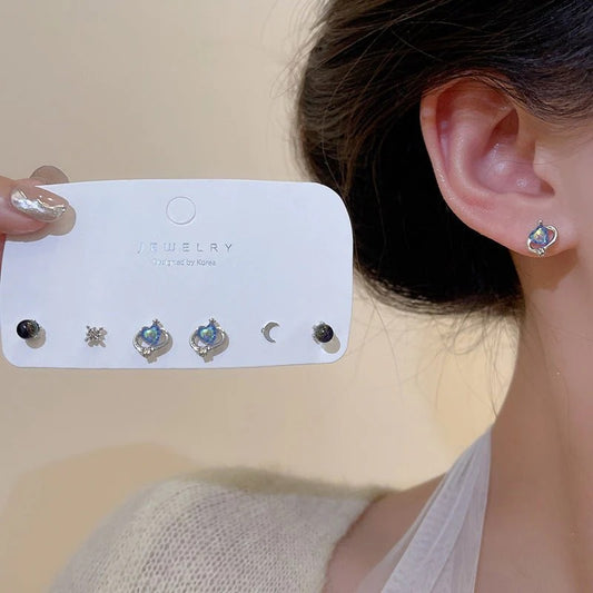 6Pcs Shiny Planet Earrings